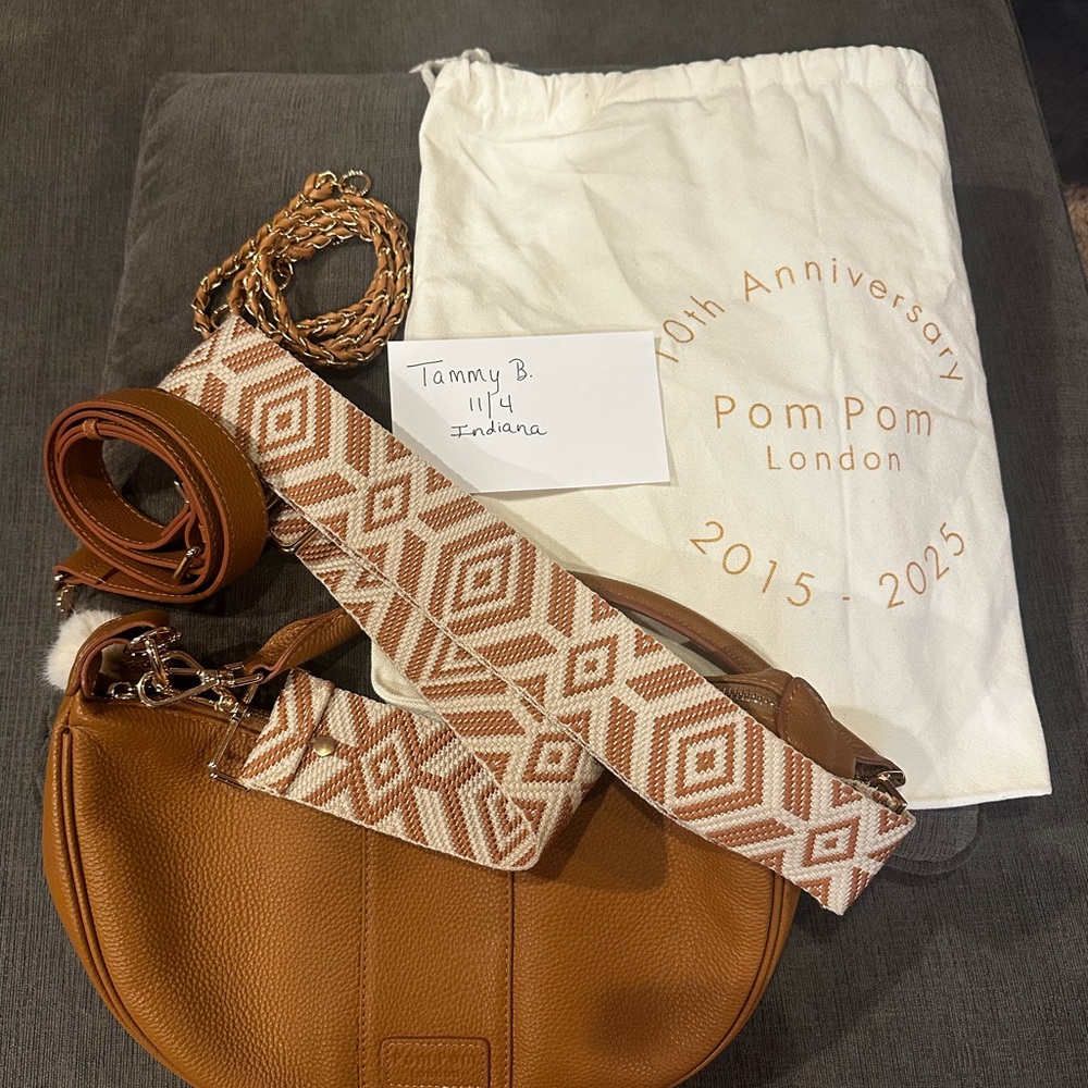 Pom Pom London Brown Crossbody Bag